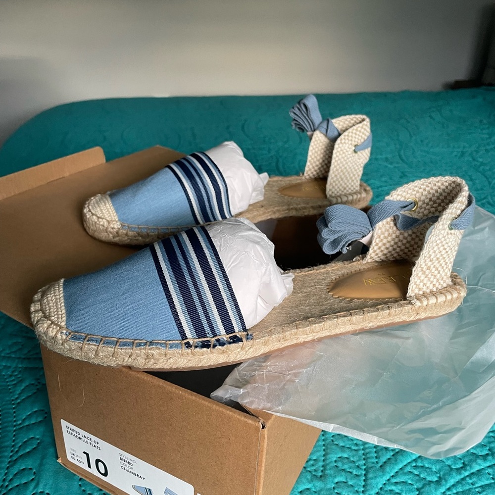 NWT Stripped Lace Up Espadrille- JCREW- Size 10